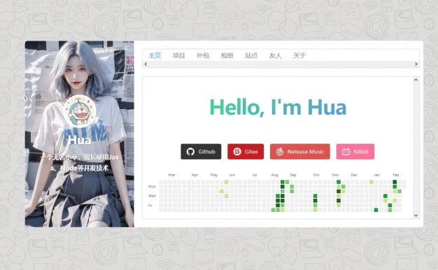 个人自用个人主页，附带项目展示相册等